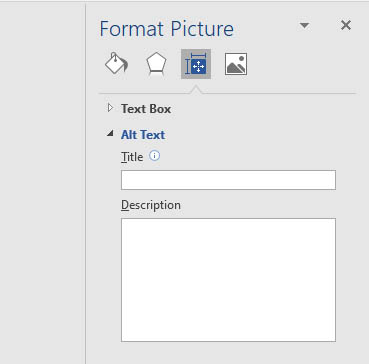 Format Picture Alt Text Title and Description entry